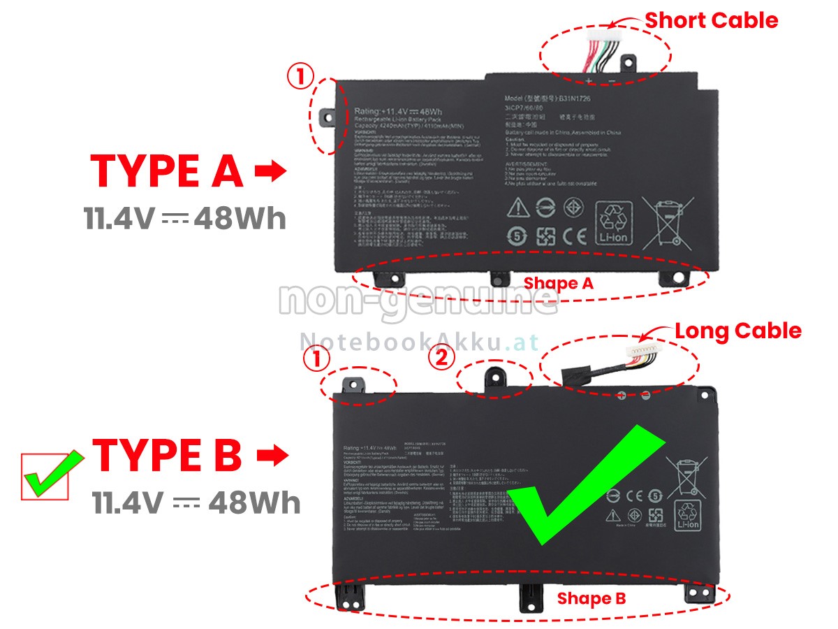 Akku für Asus B31N1726