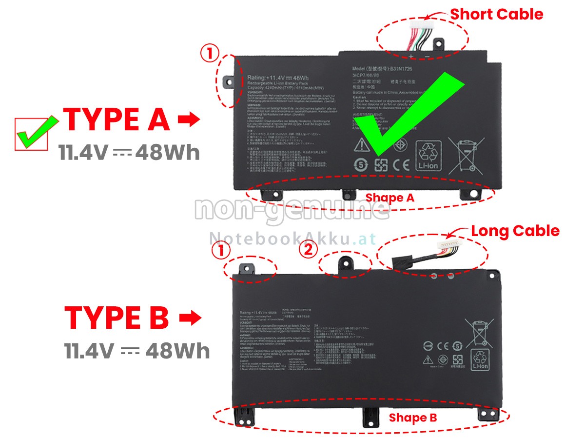 Akku für Asus B31N1726